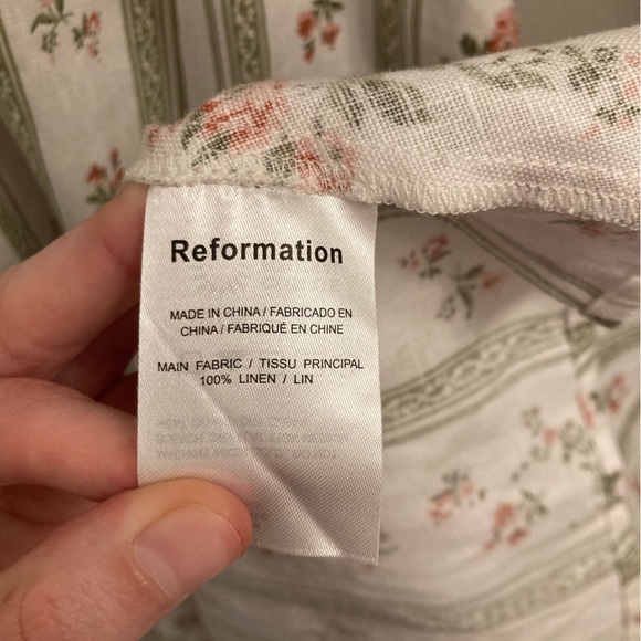 Reformation Weiss 100% Linen Wrap Dress in Heath - Picture 8 of 8